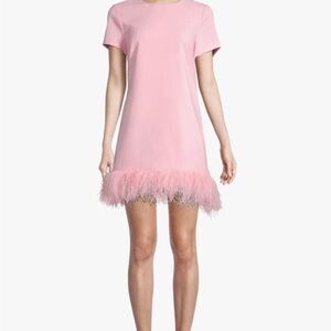 Likely Pink Feather Hem Mini Dress